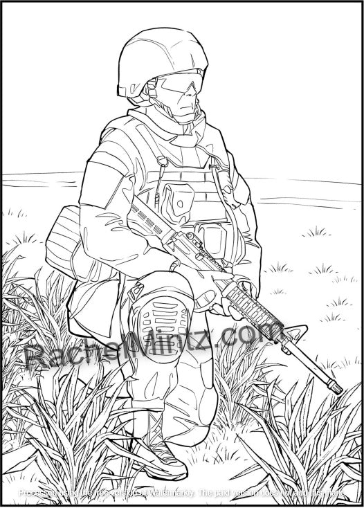 Combat Zone - Action Packed Military, PDF Coloring Book For Adults