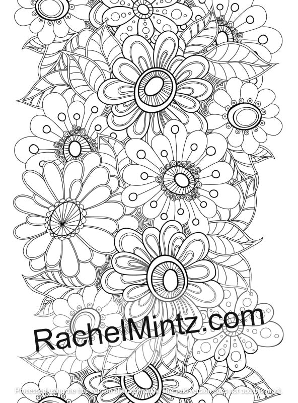 Blooming Pillars - Relaxing Flowers, PDF Coloring Book