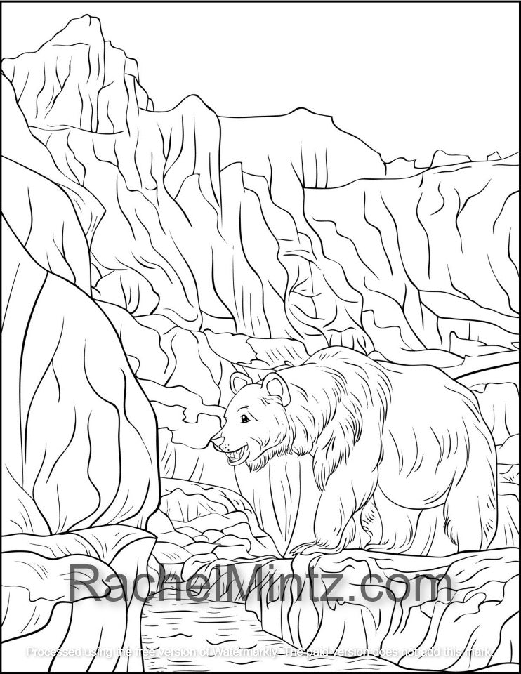 Great Outdoors Landscapes, PDF Coloring Book: Wild Nature, Grand Canyon, Mountains, Desert Wilderness and Wildlife