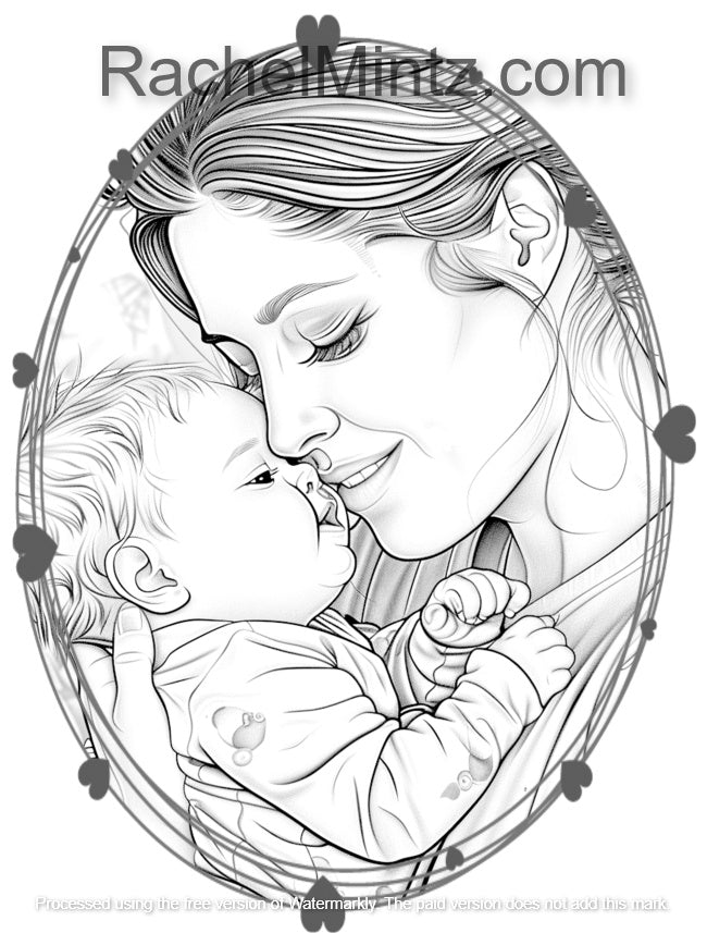 Mom’s Love - Coloring Book for Mother’s Day, Blessings & Love Designs for Mothers | Heart Shaped Frames (Printable PDF Book)