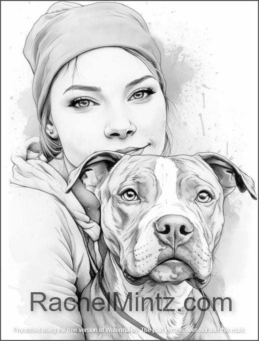 My Pitbull - 33 Gorgeous Pit Bull Moms & Dads, Grayscale Coloring Book, AI Art (Digital PDF Book)