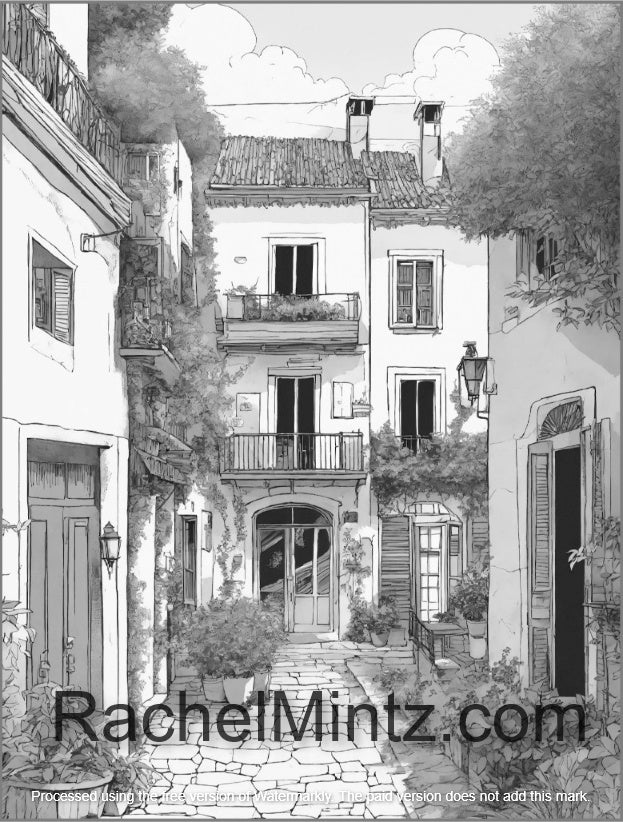 2 in 1 Landscapes BUNDLE - Vibrant Buildings + Serene Horizons Coloring Books (Digital PDF Books)