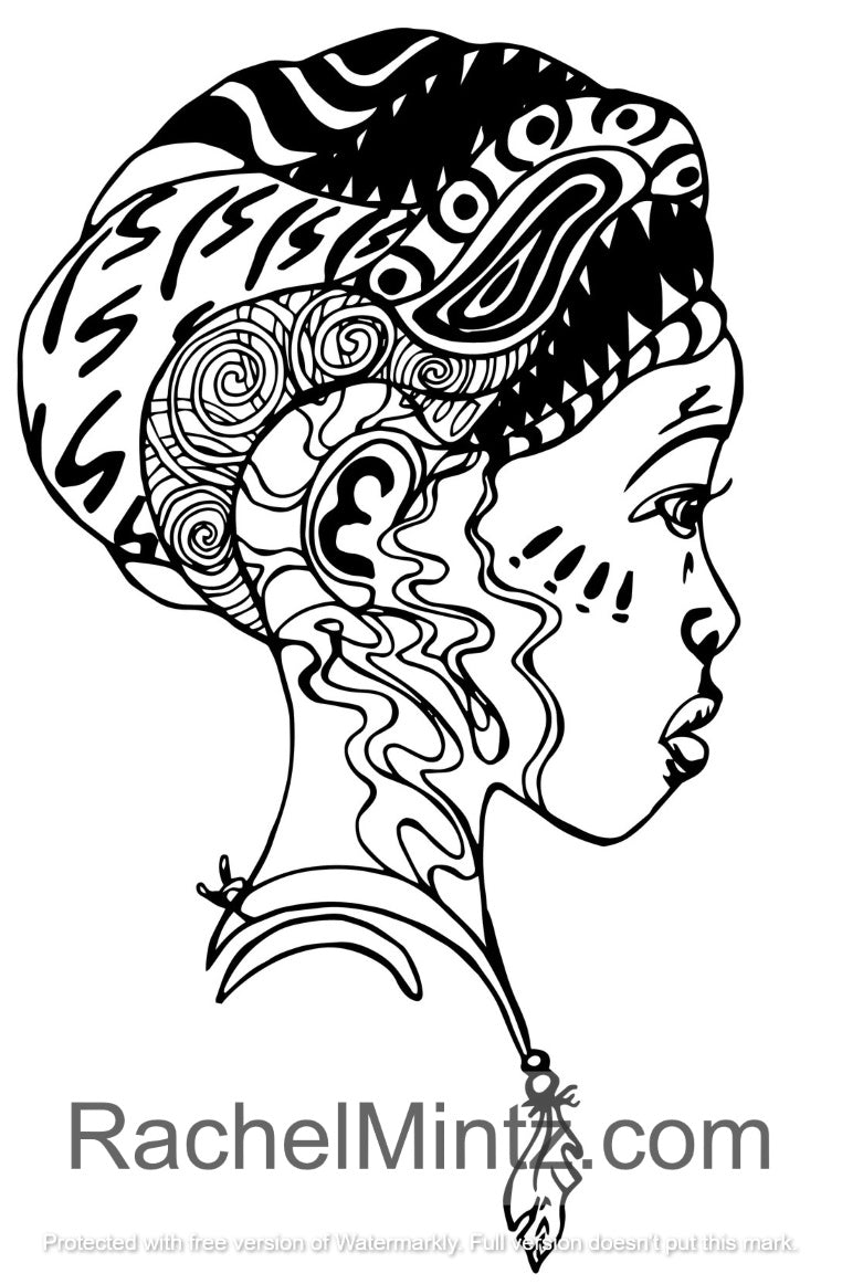 African Beauty - Afro Women Portraits - PDF Coloring Book