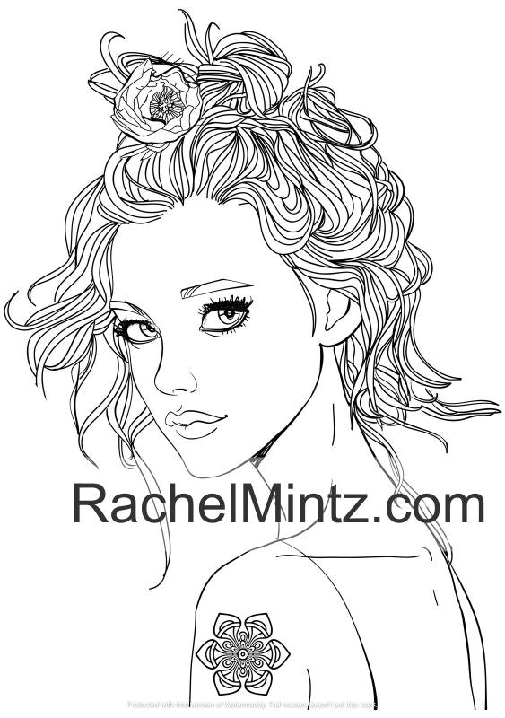Alluring Portraits - Beautiful Women - PDF Coloring Book