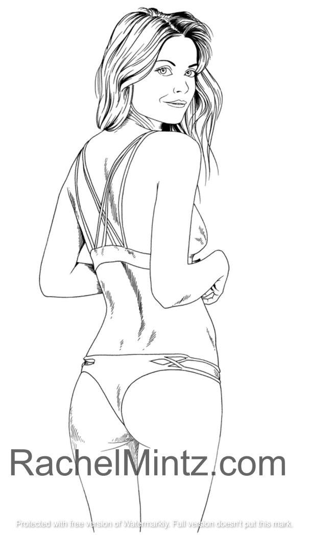 Bikini Girls - Beautiful Sexy Women In Swimsuits, Rachel Mintz PDF Coloring Book