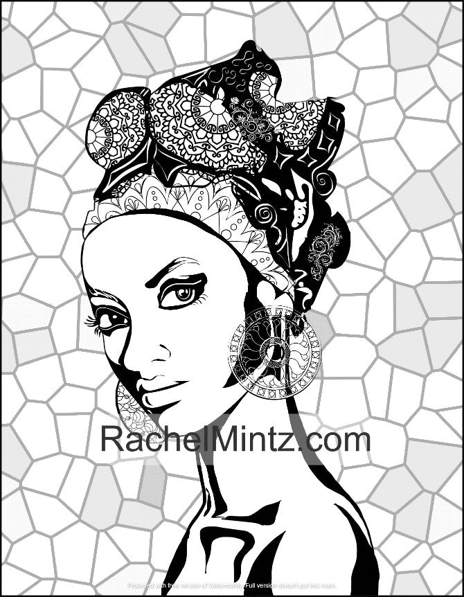Black Women Coloring Book - 25 Beautiful African Queens (Digital PDF Book)