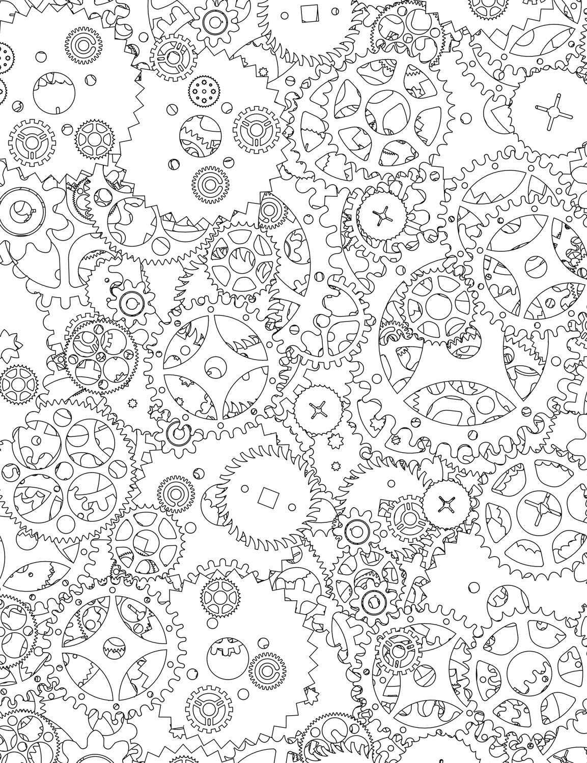 Clockwork Mechanics - Machine Cogwheels Technical Patterns, 3D Parts Blueprints - PDF Book