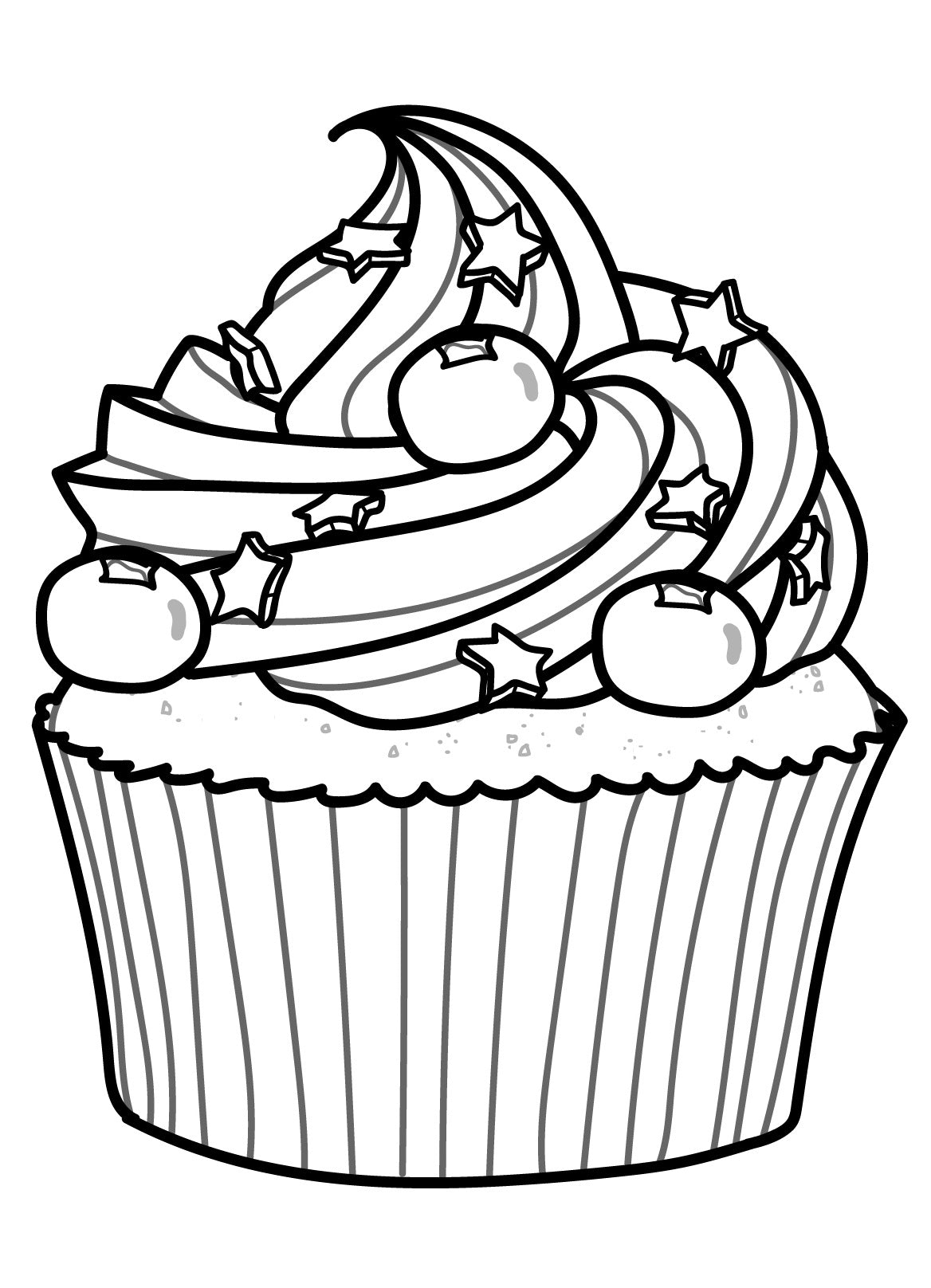 Cupcakes Party - Sweet, PDF Coloring Book With 30 Decorated Yummy Cakes
