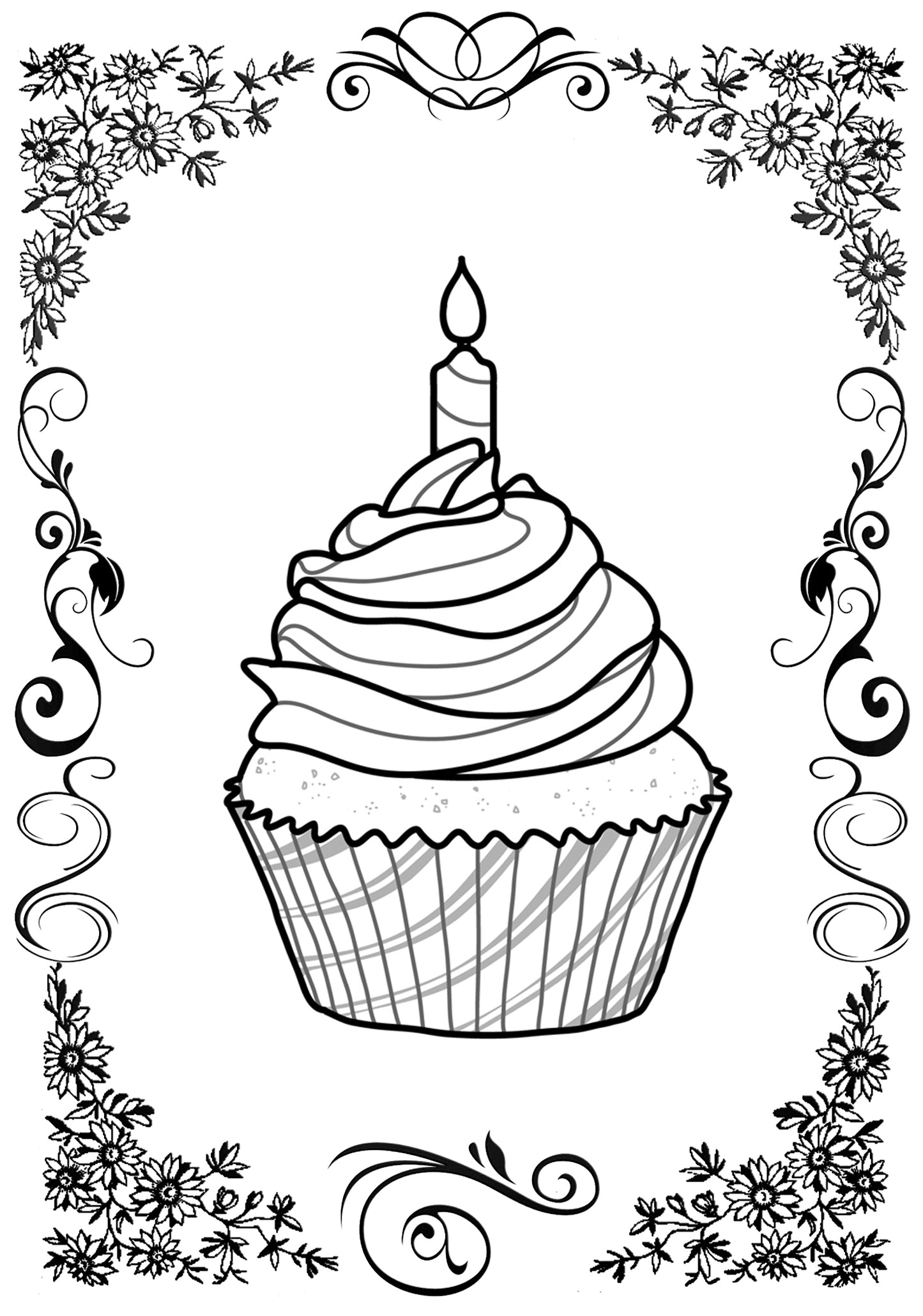 Cupcakes Feast - Large Print Coloring Book For Seniors or Visually Impaired Rachel Mintz