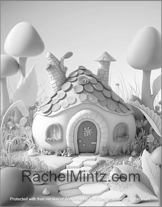 Cute Candy Houses - Adorable Grayscale Fantasyland Plasticine Designs, AI Art (Digital PDF Book) Rachel Mintz