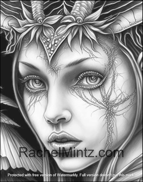 Fantasy Queens - Rachel Mintz Grayscale Coloring Book Surreal Beauty, Gorgeous Girls, Intricate Crowns, AI Generated Art