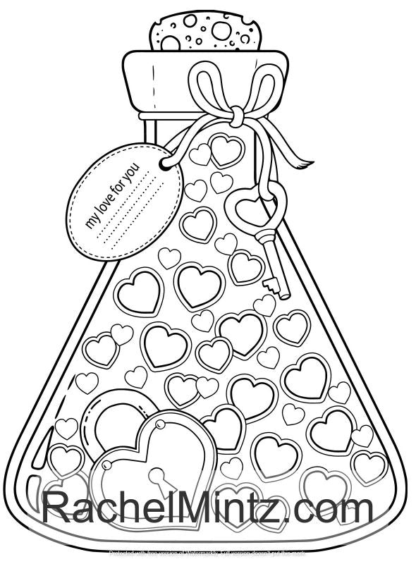 Fresh Love - Romantic Valentines Day Coloring For Lovers, Love Notes, Hearts Designs, (Digital Book)