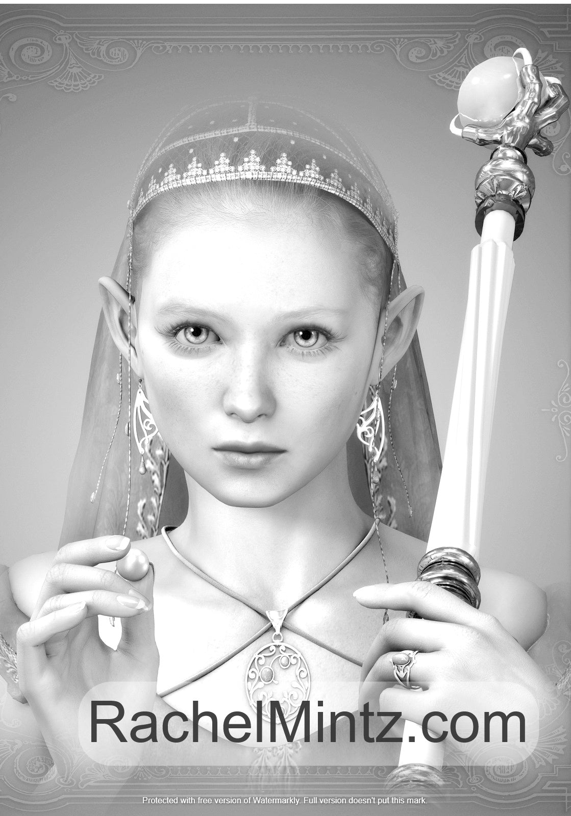Gorgeous Fairies - 40 Fantasy Fairy Portraits in Grayscale Art, PDF Digital Coloring Book