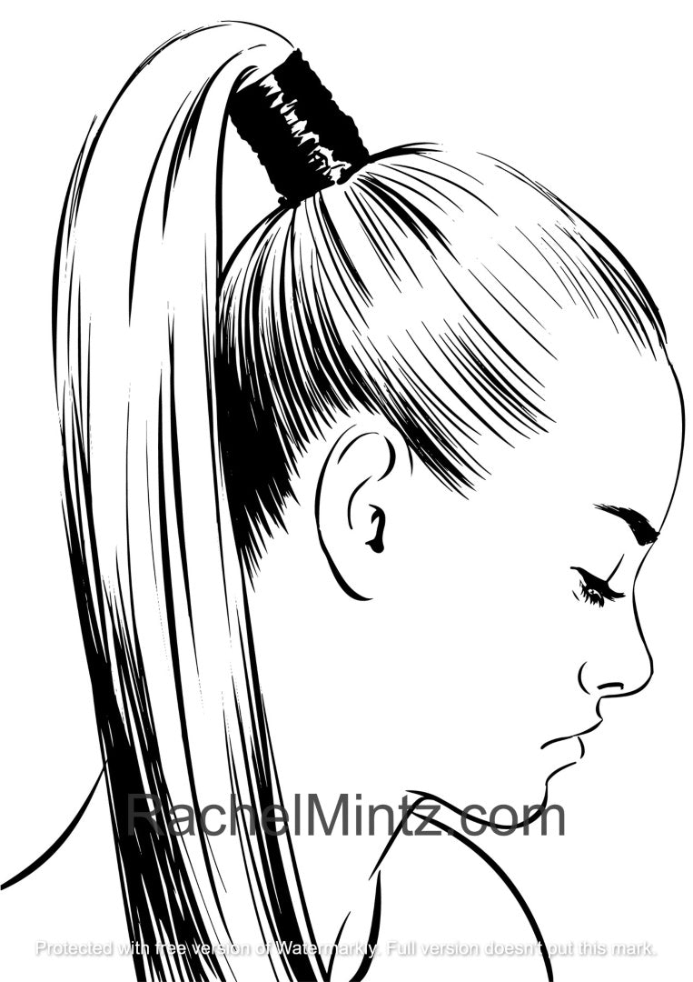 Hairstyles No' 2 - Women With Beautiful Hair Designs, PDF Coloring Book Rachel Mintz