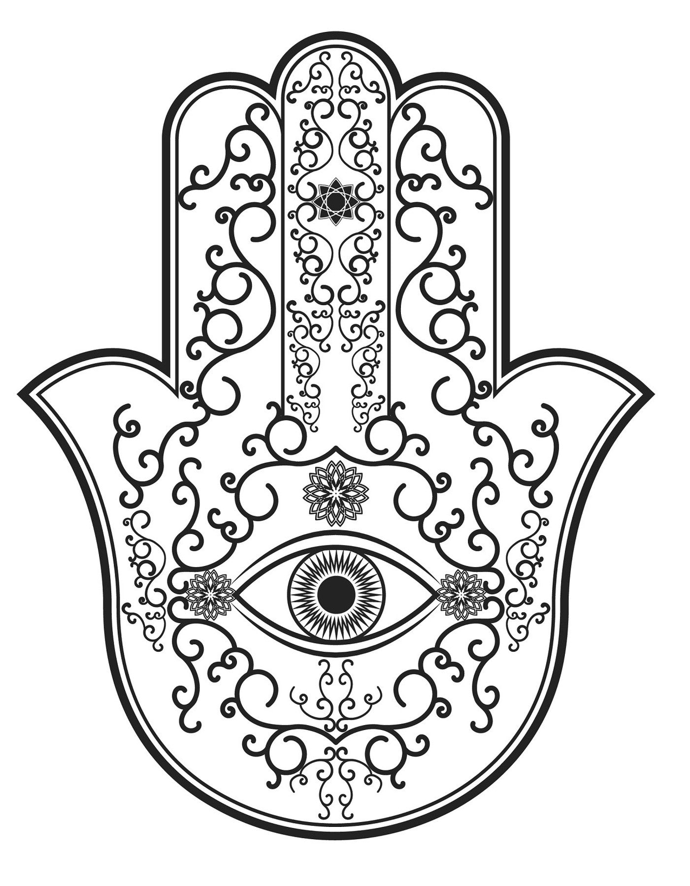 Hamsa - Jewish & Muslim Ethnic Oriental, PDF Coloring Book