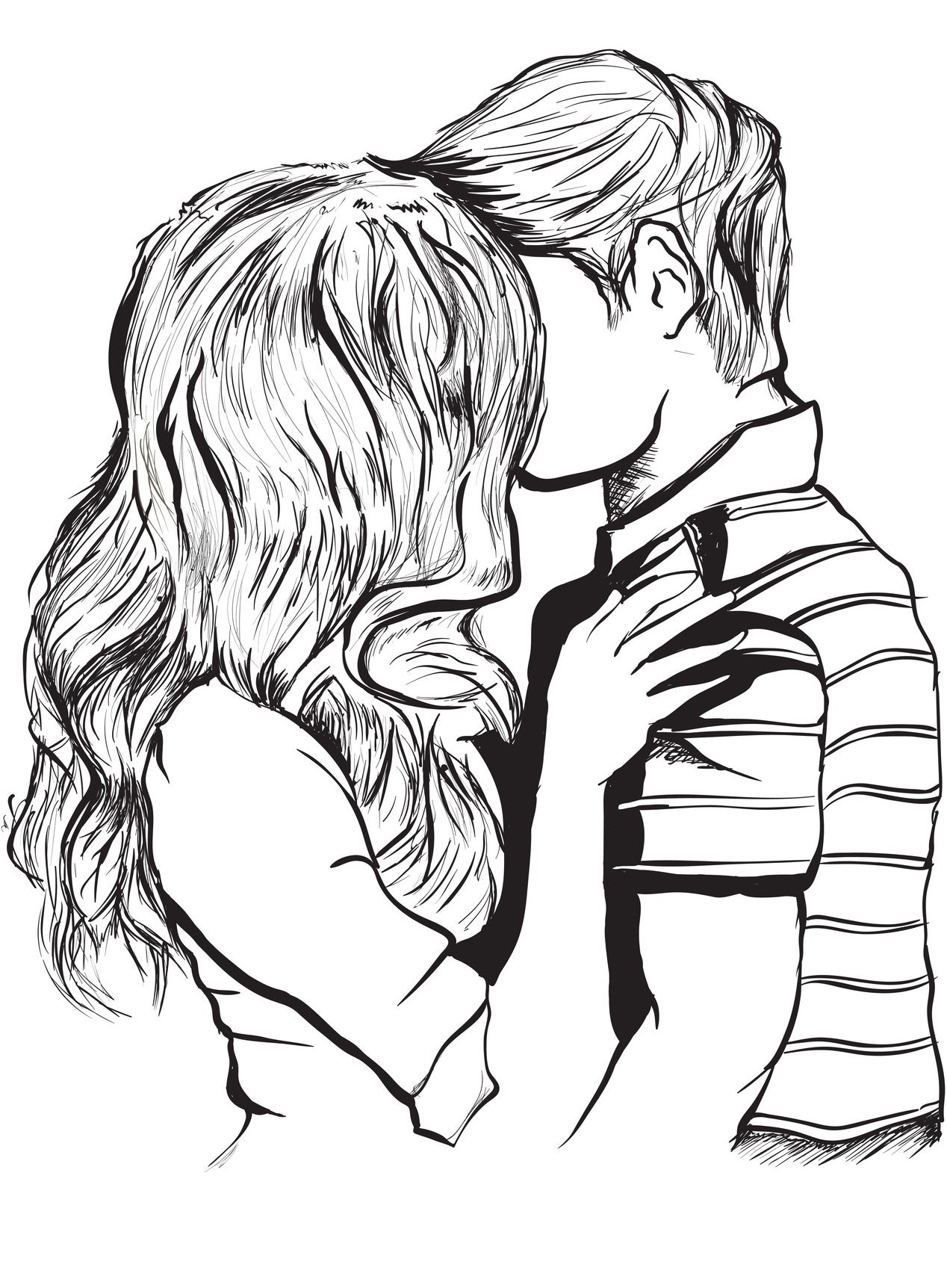 The Lovers Kiss - Romantic Hugging & Kissing - Valentines Day Coloring Book Rachel Mintz