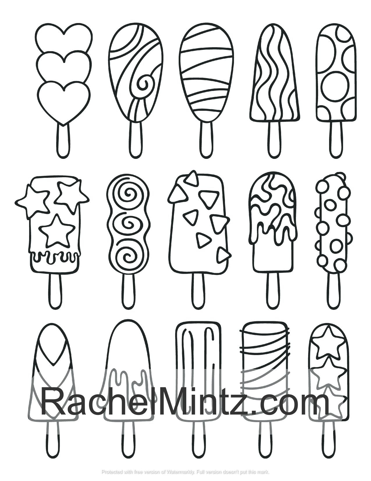 Ice Cream Summer - LARGE PRINT Coloring Book For Seniors Rachel Mintz (Digital PDF Format)