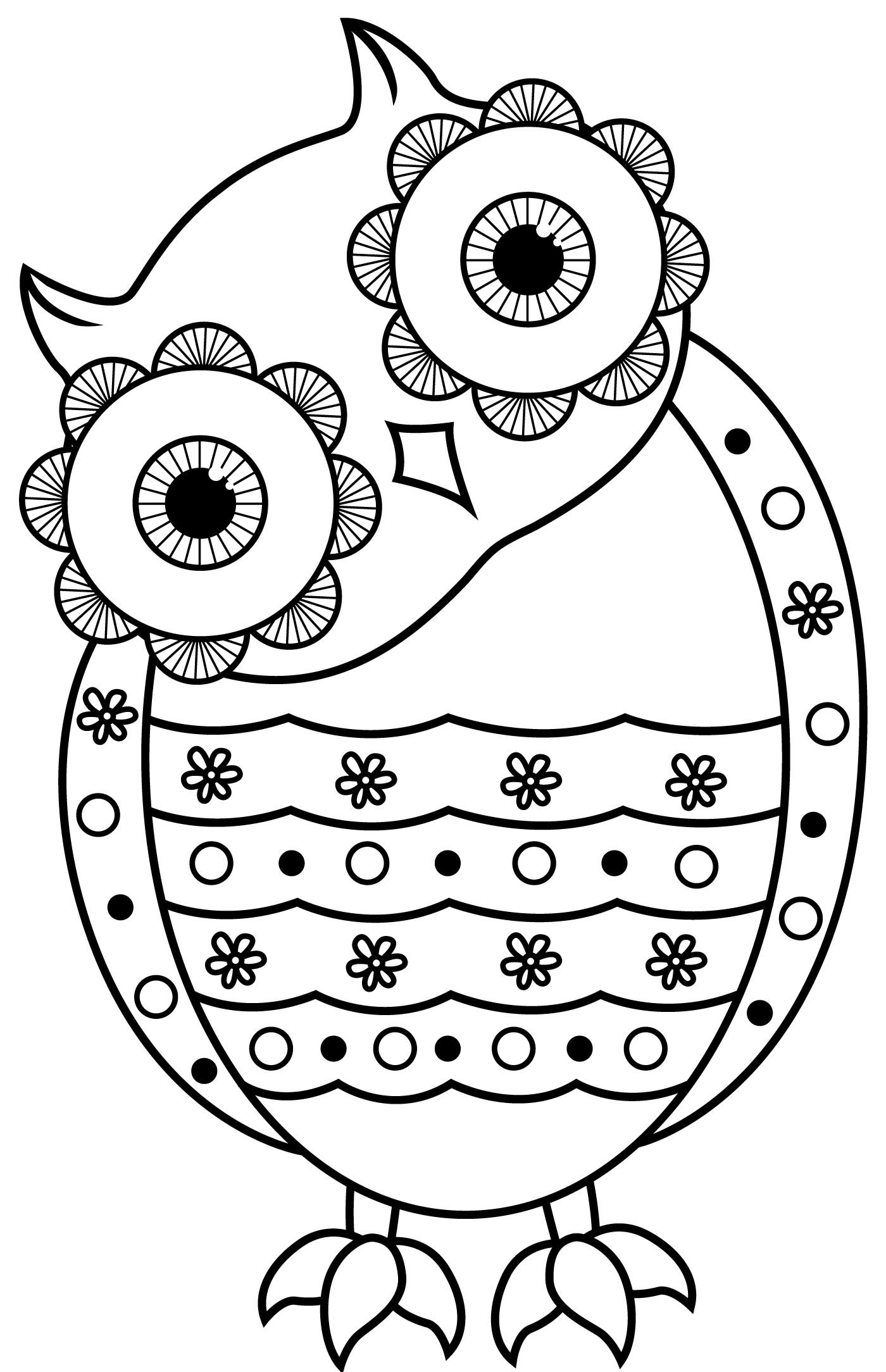 Large Print OWLS PDF Coloring Book For Beginners, Seniors or Visually Impaired