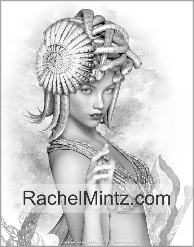 Magical Mermaids - Grayscale Coloring For Adults, Advanced Level (PDF Format Book)