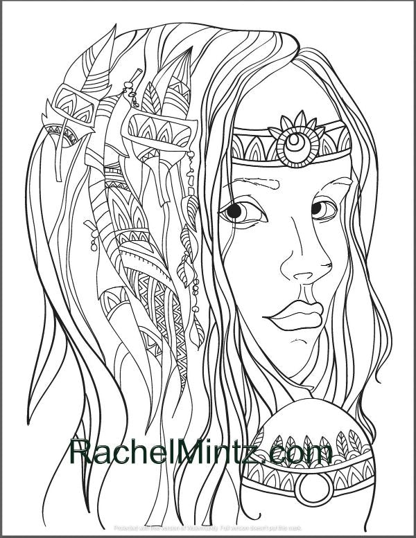 native american woman coloring page