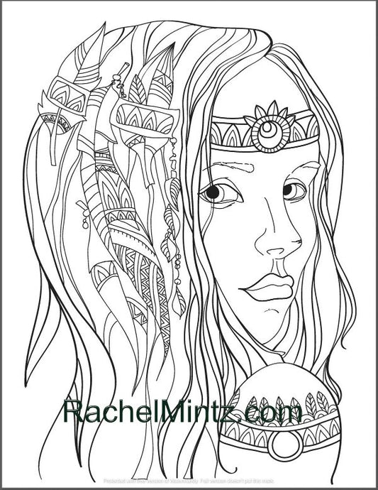 Native American Beauty Coloring Page