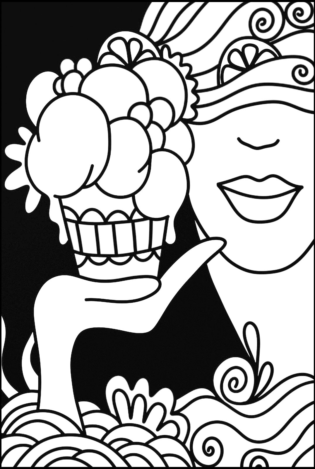 Scoops PDF Coloring Book - Thick Lines, Clear Patterns For Seniors or Visually Impaired