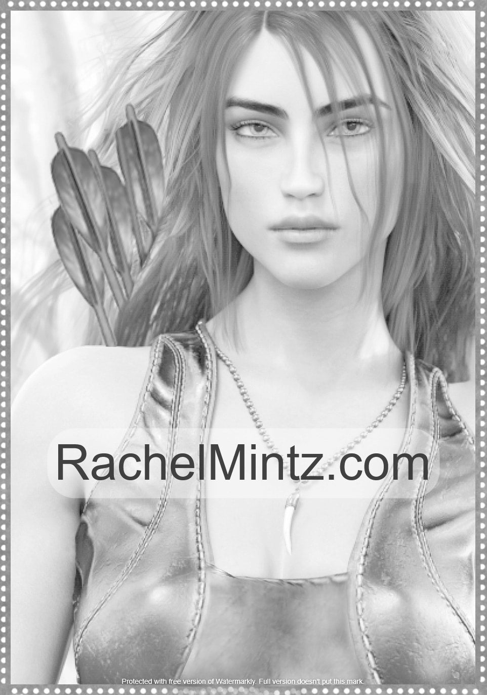 Stunning Elf Warriors - 30 Gorgeous Fantasy Female Elves Portraits, Grayscale Printable Coloring Book