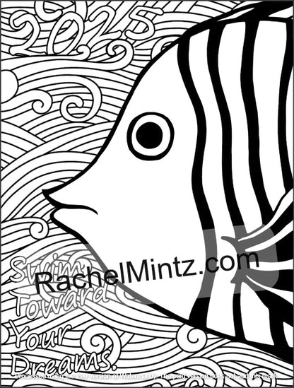 2025 Happy New Year - Empowering Slogans & Beautiful Abstract Designs (PDF Coloring Book)