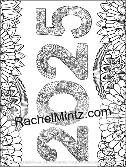 2025 Happy New Year - Empowering Slogans & Beautiful Abstract Designs (PDF Coloring Book)