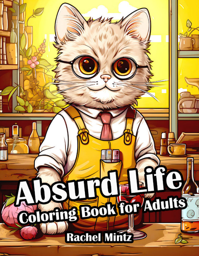 Absurd Life Coloring Book, Surreal Humor Images, Nonsense Grayscale, AI Art (PDF Book)