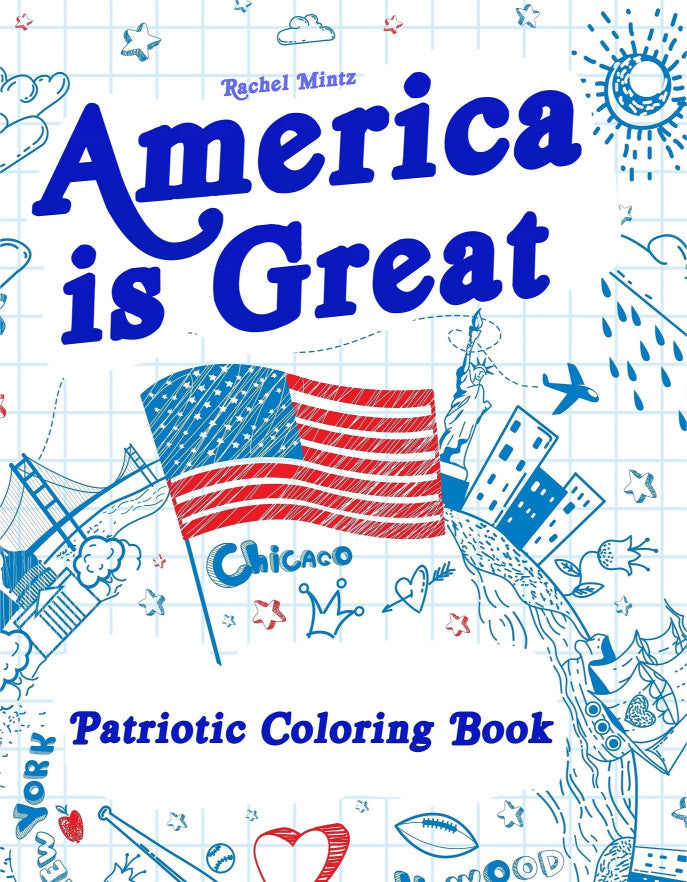 America is Great - Easy Patriotic Coloring Book, Large Patriotic Images (PDF Printable Book)