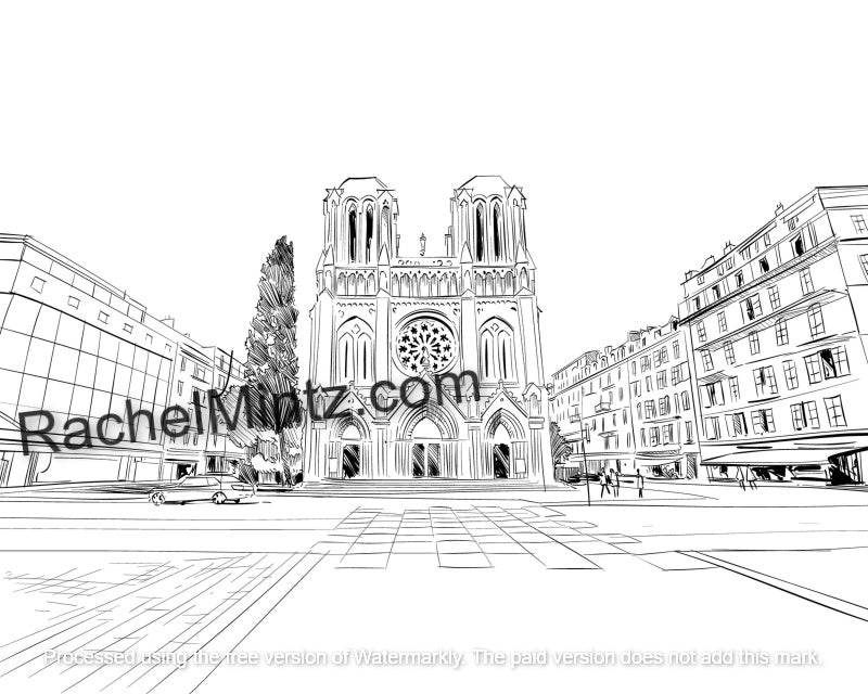 Backpacking Europe - Famous Urban Landscapes, PDF Coloring Book - European Monuments