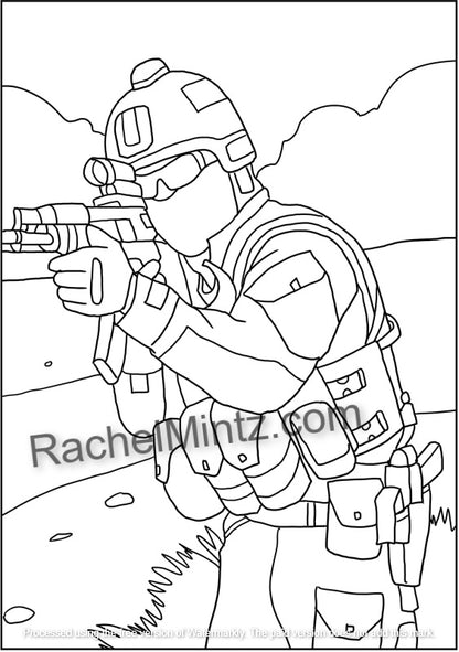 Black Ops - Military American Special Forces In Action, PDF Coloring Book