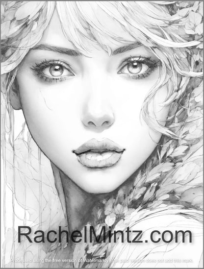 Breathtaking Beauties - Gorgeous Portraits Coloring Book, Rough Pencil Sketches Grunge Style, (Printable PDF Book)