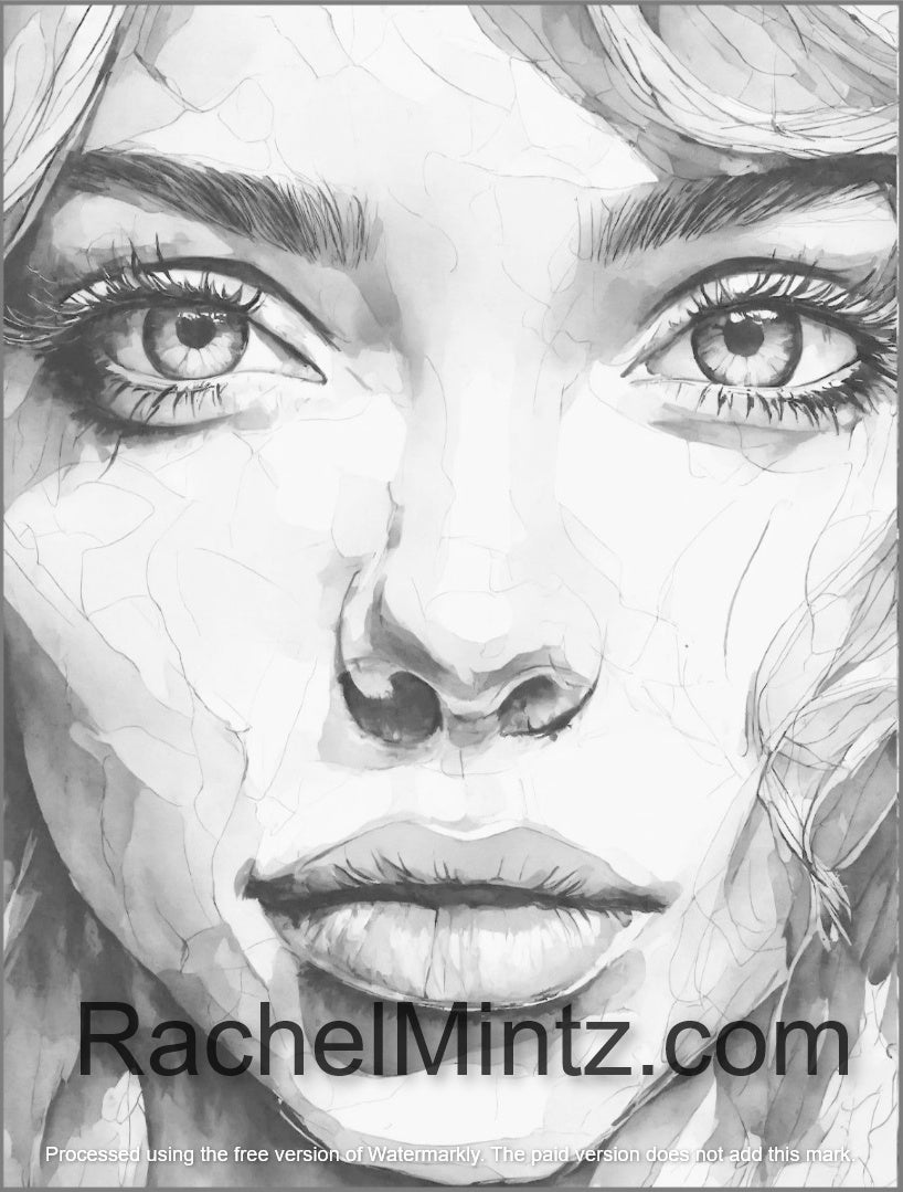 Breathtaking Beauties - Gorgeous Portraits Coloring Book, Rough Pencil Sketches Grunge Style, (Printable PDF Book)