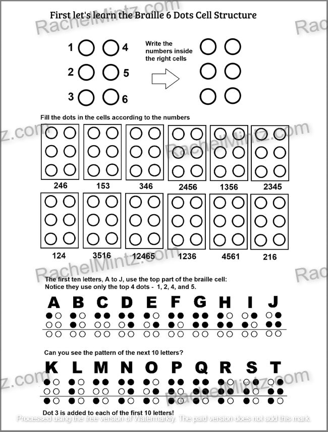 Beginners Braille Tutorial for The Sighted (Digital PDF Pages) Grade 1 ...