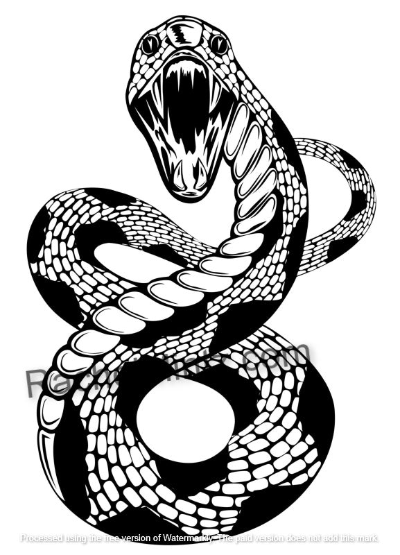 Fangs - Snakes Coloring Book - Dangerous Reptiles Tattoo Designs (PDF ...