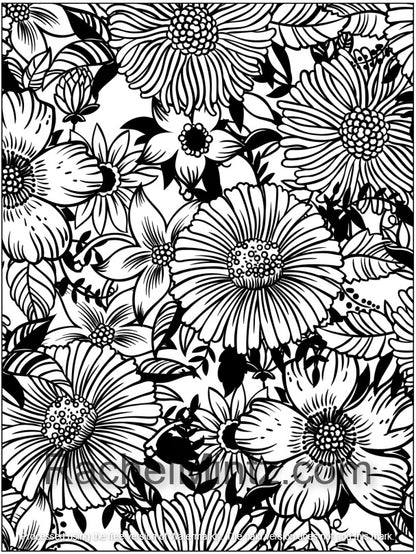 Flowers Paradise - PDF Coloring Book