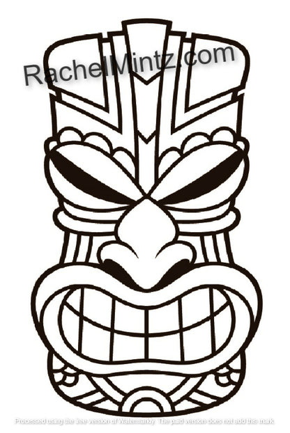 Hawaiian Masks - Large Print PDF Coloring Book For Seniors or Visually Impaired