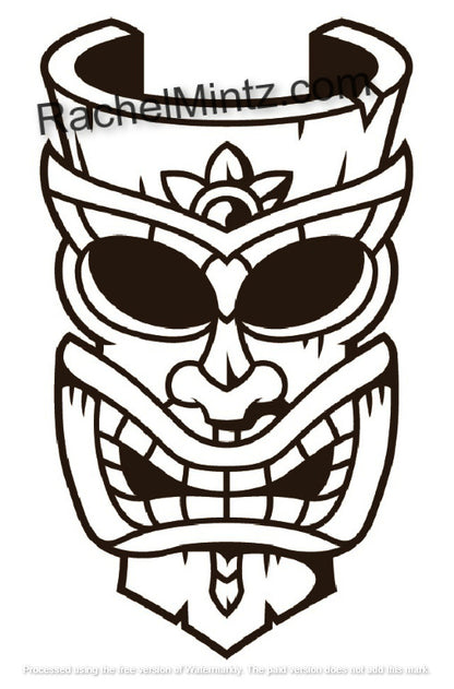 Hawaiian Masks - Large Print PDF Coloring Book For Seniors or Visually Impaired