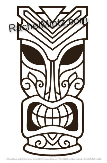 Hawaiian Masks - Large Print PDF Coloring Book For Seniors or Visually Impaired