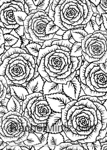 Roses - Detailed Flowers Bouquets Coloring (PDF Book)