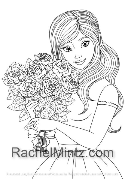 Roses - Detailed Flowers Bouquets Coloring (PDF Book)