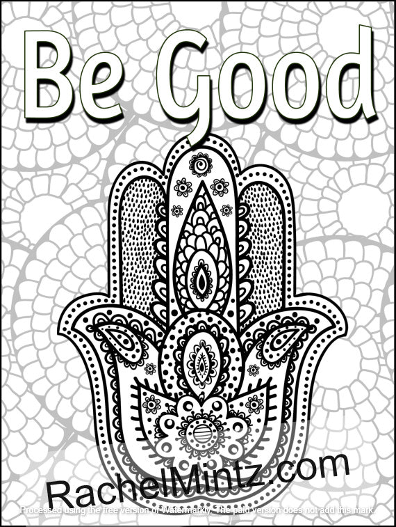 Spiritual Hamsa - Inspiring Words & Blessings - Adults Coloring Book (PDF Book)