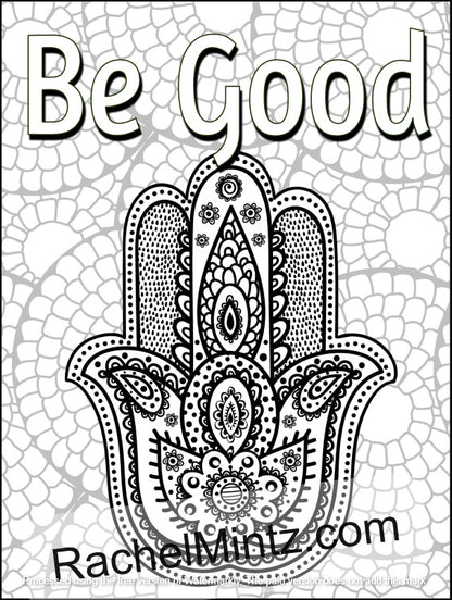 Spiritual Hamsa - Inspiring Words & Blessings - Adults Coloring Book (PDF Book)