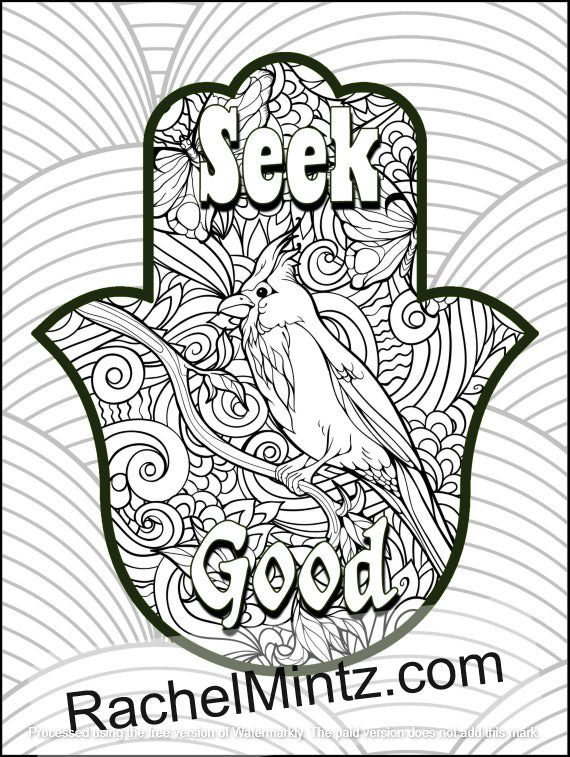 Spiritual Hamsa - Inspiring Words & Blessings - Adults Coloring Book (PDF Book)