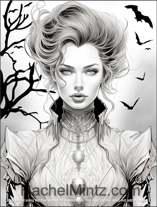 Stunning Vampires - Gorgeous Dark Horror Women & Creepy Beauty, Grayscale Art (Printable PDF Book) Rachel Mintz