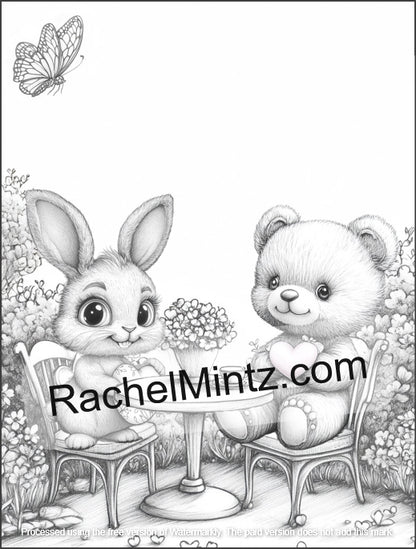 Tender Love - Romantic Grayscale Coloring Book (PDF Book)