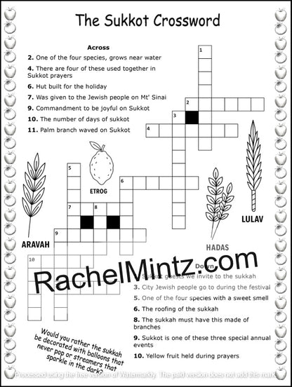 The Giant Activity Book For Rosh Hashanah & Sukkot - PDF Book Printable Pages
