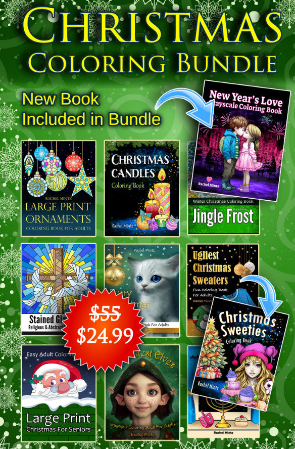 HUGE Christmas Bundle ELEVEN Coloring Books (Digital PDF Books) SAVE $30 OFF!